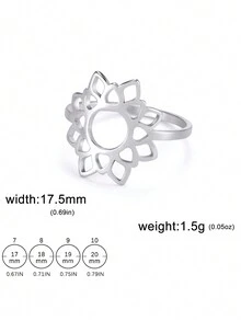 1枚女款精緻不鏽鋼向日葵戒指,時尚簡約指環珠寶,母親節感恩節禮物