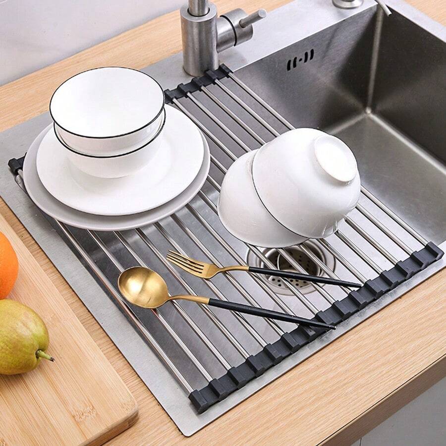 Stainless Steel & Silicone Drain Rack For Kitchen | SHEIN USA