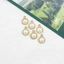 6 件裝人造珍珠形油滴鋅合金 Diy 珠寶吊墜,適用於項鍊、手鍊、耳環、配件