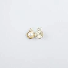 6 件裝人造珍珠形油滴鋅合金 Diy 珠寶吊墜,適用於項鍊、手鍊、耳環、配件