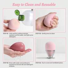 7 Pieces Makeup Sponge Blender Set For Foundation Cosmetic For Foundation Cream Concealer Make Up Tools Makeup - Pink - View 5