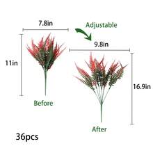 紅色人造植物,仿波士頓蕨,uv防曬假塑料灌木,適用於戶外花園,門廊,窗花裝飾 - 紅色 - 查看 4
