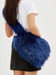 Mới Sang trọng Creative Tròn Hình dạng Dễ thương & Sành điệu Vai Cái túi Đối với phụ nữ Sinh viên , Dung lượng lớn - Xanh đậm - Xem 4