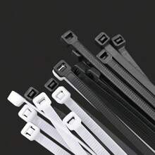 黑白相間/份 自鎖尼龍束線帶(黑色50入,白色100入,8英寸/200厘米,寬度:2.4毫米)