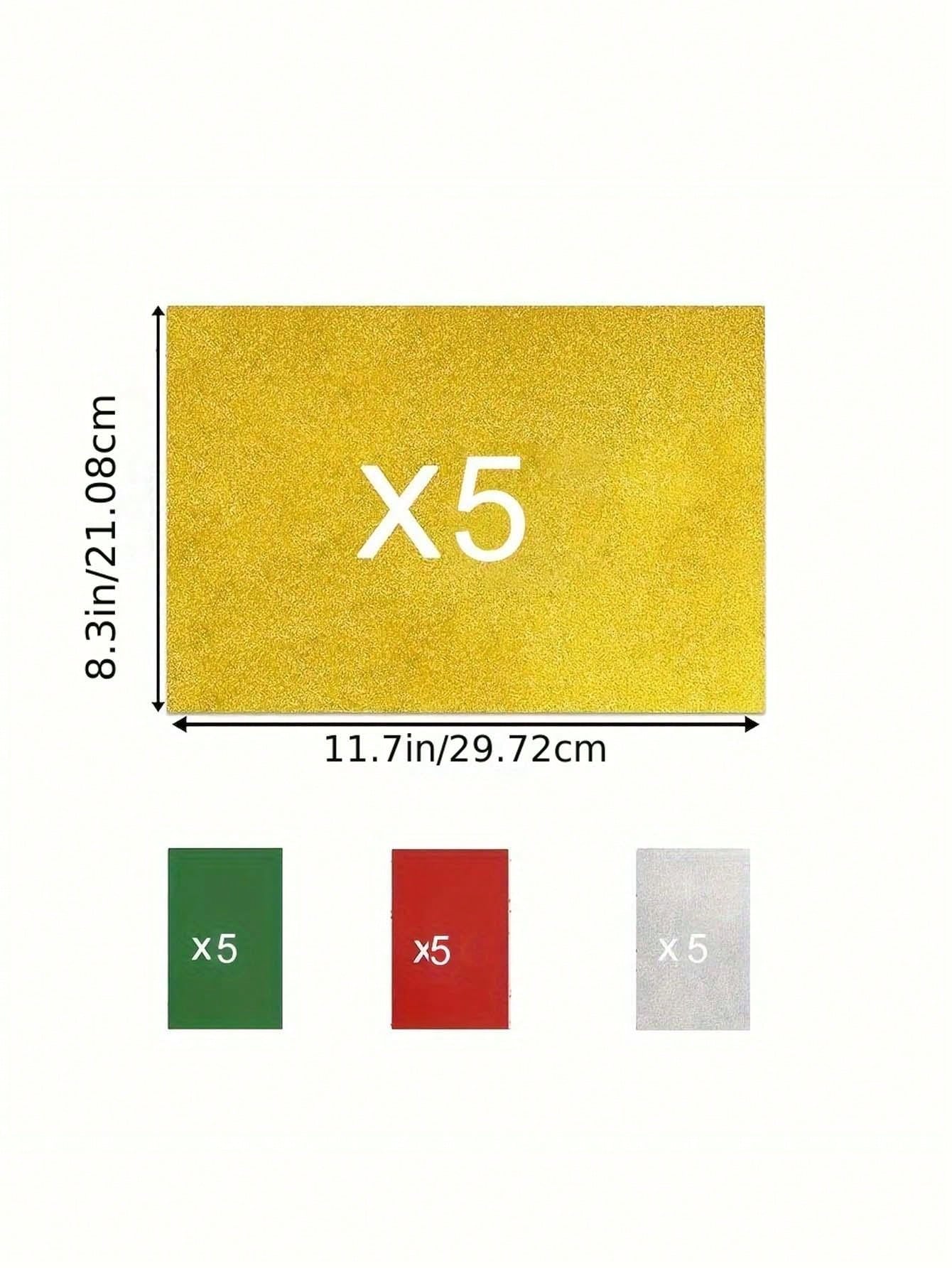 20 Christmas Cardstock Glitter Cardstock A4 8.27 x 11.6" 250 GSM Thick