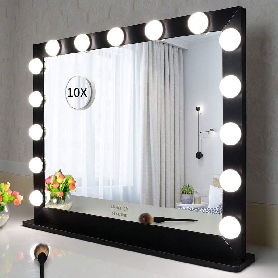 BEAUTME Large Vanity Mirror with Lights,27.6x21.7 inch Light Up Vanity Makeup Mirror with 10x