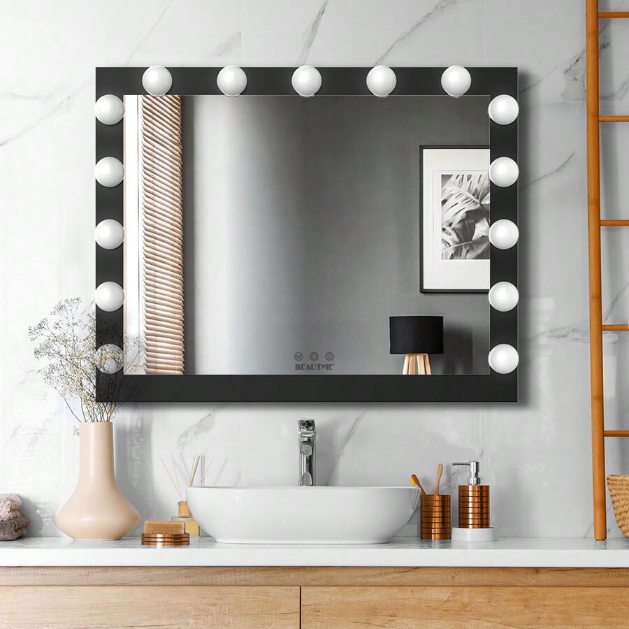 BEAUTME Large Vanity Mirror with Lights,27.6x21.7 inch Light Up Vanity Makeup Mirror with 10x