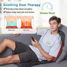 YONGSTYLE Back Massage Chair Pad with Heat, 10 Vibration Nodes Massage Seat Cushion, Back Massager for Release Stress and Fatigue for Office Home Use - 彩色 - 查看 4