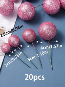 20pcs Pink Powder Filled Balloon Birthday Cake Decorating Toppers,Christmas - Pink - View 9