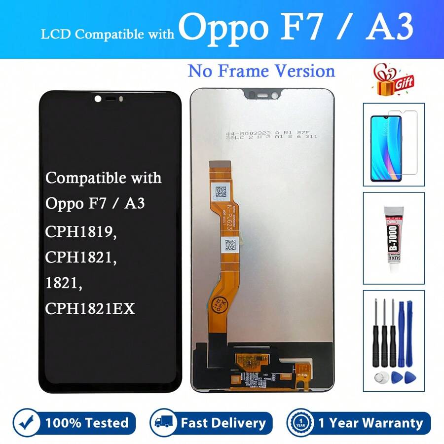 Lcd Display 6.23'' Touch Screen Replacement Compatible With Oppo F7/a3 - Black - View 1