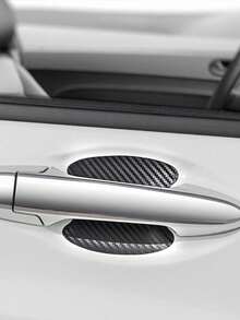 4pcs Blue Carbon Fiber Car Door Handle Protection Stickers - Blue - View 2