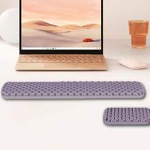 1set (2pcs) Natural And Minimalist Style Gray Tpe Keyboard Wrist Rest And Pad Set - Grey - View 1