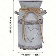 1pc Iron Home Decorative Craft Gift & Photo Prop & Vintage Distressed Iron Bucket Shaped Vase (Plants And Bouquets Not Included),Home Decor,Flower Vase,Centerpiece,Table Decor