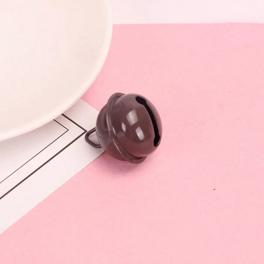 50入組22mm咖啡棕色小鈴鐺,珠寶配件鑰匙扣糖果色金屬帶釉鐺,聖誕樹寵物裝飾用 - 咖啡棕 - 查看 1