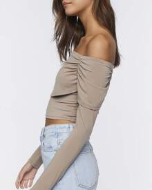 Off-the-Shoulder Ruched Top - Ginger - View 3