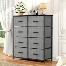 Sweetcrispy Tall Dresser With 8 Fabric Drawers Organizer Units, Chest Of Drawers For Bedroom With Wooden Top - Xám - Xem 2
