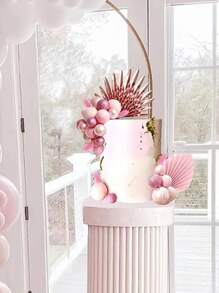 20pcs Pink Powder Filled Balloon Birthday Cake Decorating Toppers,Christmas - Pink - View 3