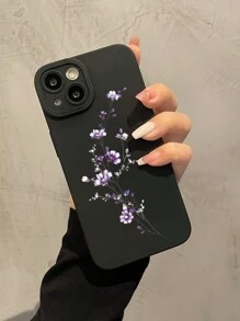 苹果1件装独特紫色花卉黑色天使眼防摔手机壳，兼容 11 12 13 14 15 16 Pro Max，防水防震防刮，国际版，非国内版 - 彩色 - 查看 2