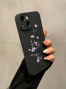 苹果1件装独特紫色花卉黑色天使眼防摔手机壳，兼容 11 12 13 14 15 16 Pro Max，防水防震防刮，国际版，非国内版 - 彩色 - 查看 3