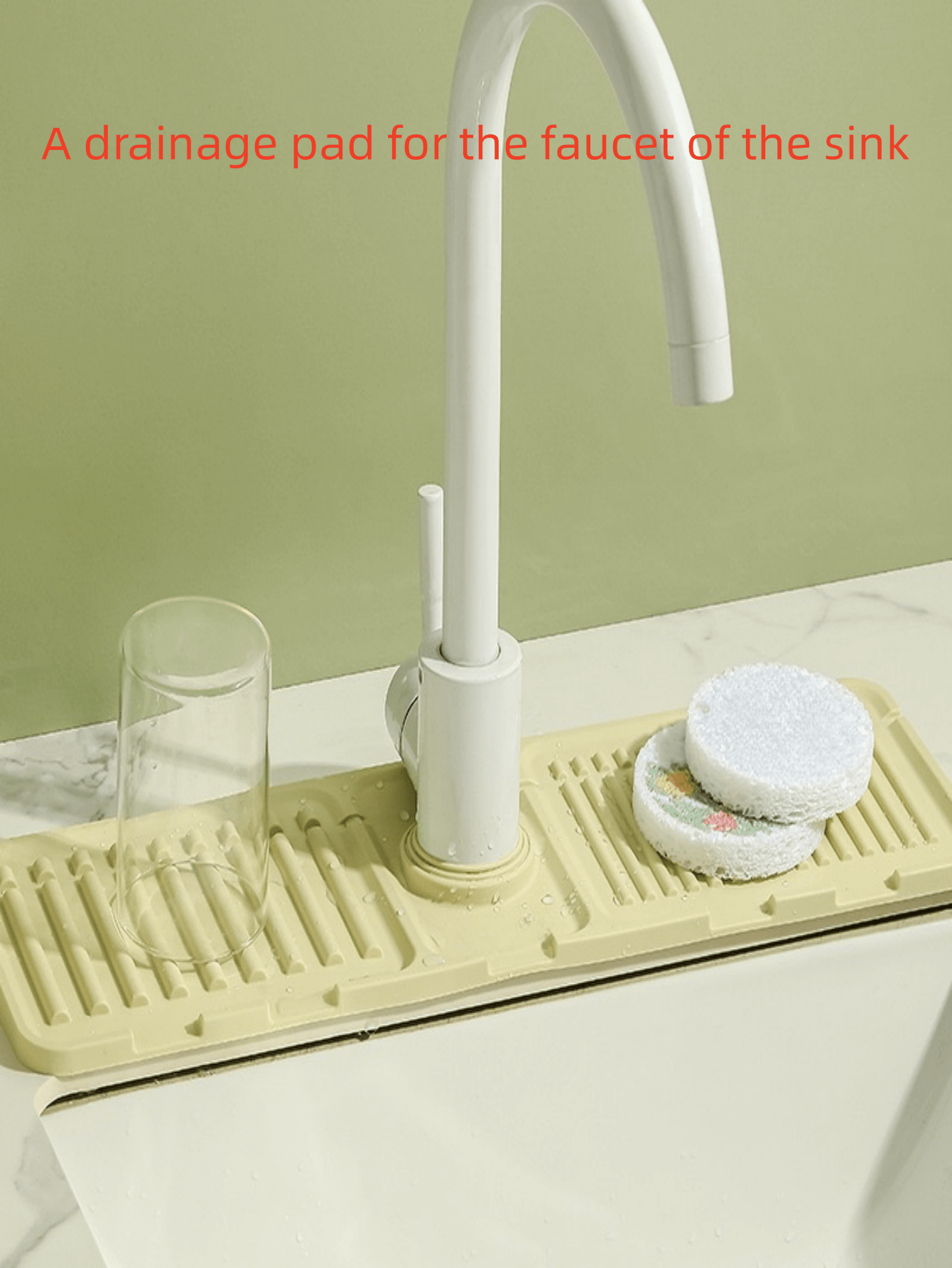 Onepiece Faucet Drain Pad, Elevated Slope Drain Pad, Water Splash