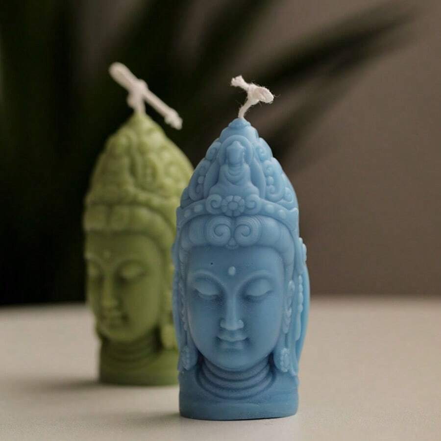觀音的矽膠模具,可用於diy三維佛像蠟燭、香、石膏、樹脂、水泥製作 - 白色 - 查看 1