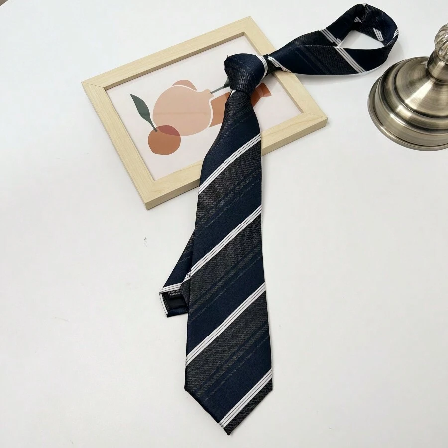 1 Miếng Tối Sọc Dệt Polyester Thủ công Buộc Thích hợp Đối với , Mặc hàng ngày Và Buổi tiệc - trắng - Xem 1