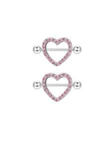 2 piezas Anillos para el pezón de 14G para mujeres, set de anillos para el pezón con barra de 16mm de acero quirúrgico con corazón de circonita y mariposa, joyería de piercing corporal lindo para San Valentín, Mamá, Madre, Día de la Madre, regalo
