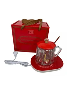 Taza de Vidrio con Calentador Inteligente Eléctrico - Rojo - Ver 2