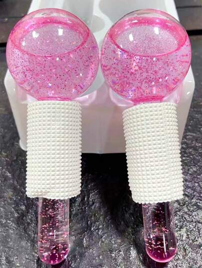 2 件冰球，用于面部护理，带梦幻亮片的冷却球，用于面部颈部眼部圆形按摩，面部球，用于日常美容冷热两用，球，面部按摩器，工具，面部冷却颈部和眼部，日常美容，紧致肌肤，抗衰老，减少浮肿和皱纹，适合女孩女士的最佳新年生日圣诞节派对礼物，美容，护肤产品，水疗，自我护理，护肤工具，面部护理，美容师用品，按摩，面部按摩工具，面部滚轮