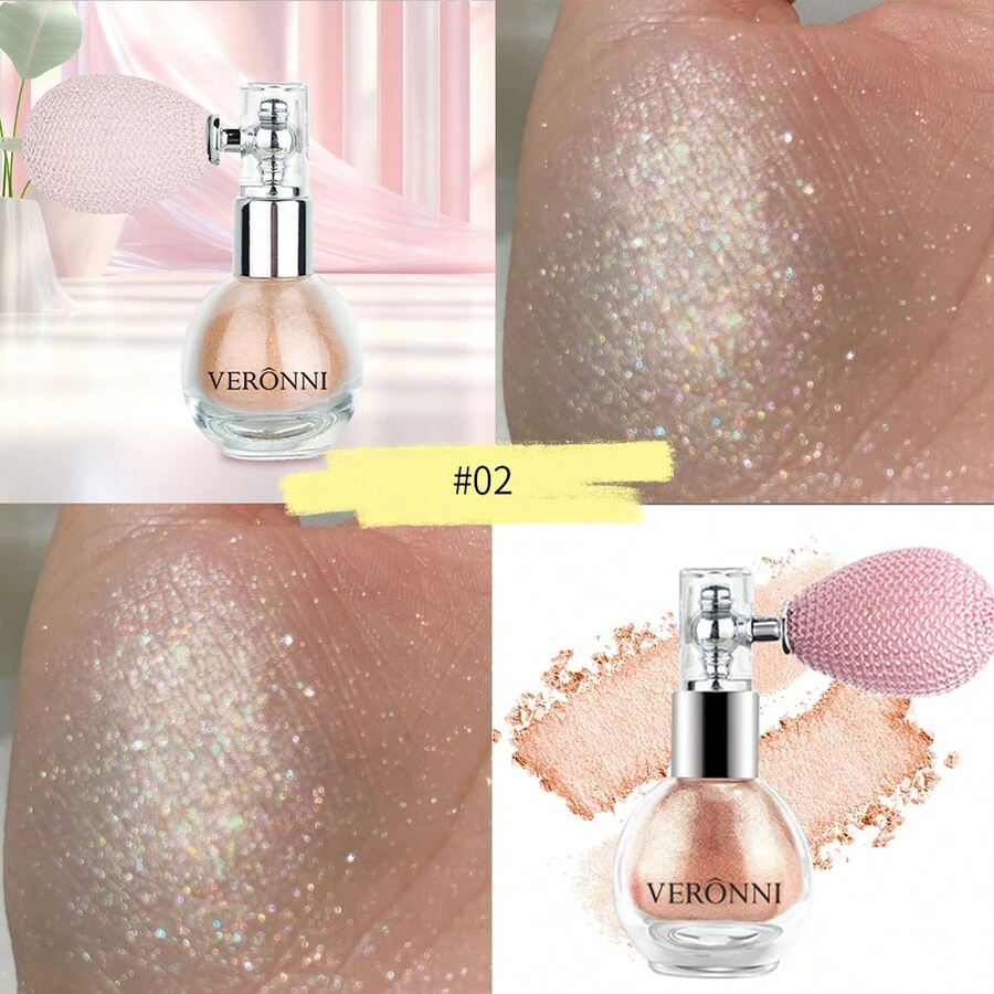 VERONNI 1入式身體亮粉提亮噴霧,香檳色亮粉噴霧,高光泽度,閃閃發亮,發光,適用於唇,眼,頭發,臉部和身體彩妝 - #02 香檳 - 查看 1