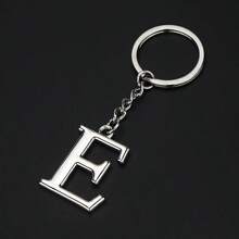 1 件創意大寫英文字母鑰匙扣,時尚鑰匙圈,帶有個人化名字首字母吊墜 - 銀色 - 查看 1