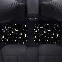 4 pièces/set Tapis de sol de voiture avec motif imprimé d'étoiles et de lune, accessoires de voiture universels antidérapants