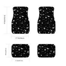 4 pièces/set Tapis de sol de voiture avec motif imprimé d'étoiles et de lune, accessoires de voiture universels antidérapants