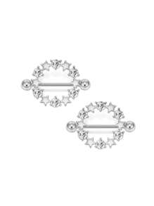 2 piezas Anillos para el pezón de 14G para mujeres, set de anillos para el pezón con barra de 16mm de acero quirúrgico con corazón de circonita y mariposa, joyería de piercing corporal lindo para San Valentín, Mamá, Madre, Día de la Madre, regalo