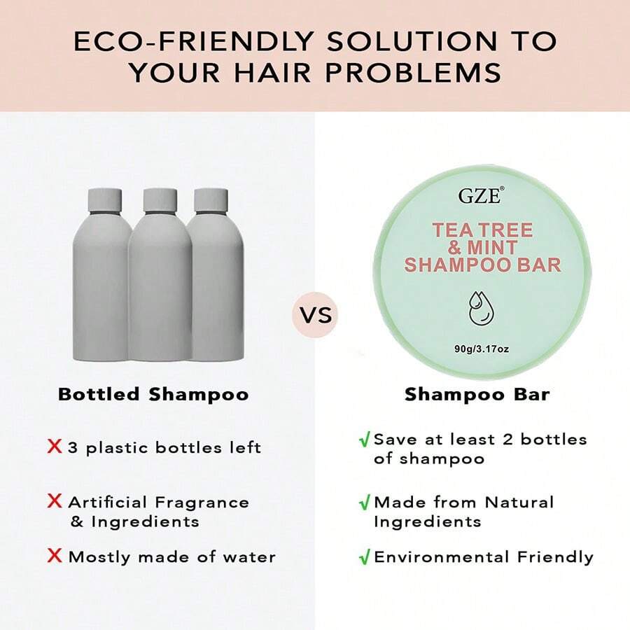 GZE Tea Tree & Mint Clarifying Bar Shampoo AntiDandruff Natural
