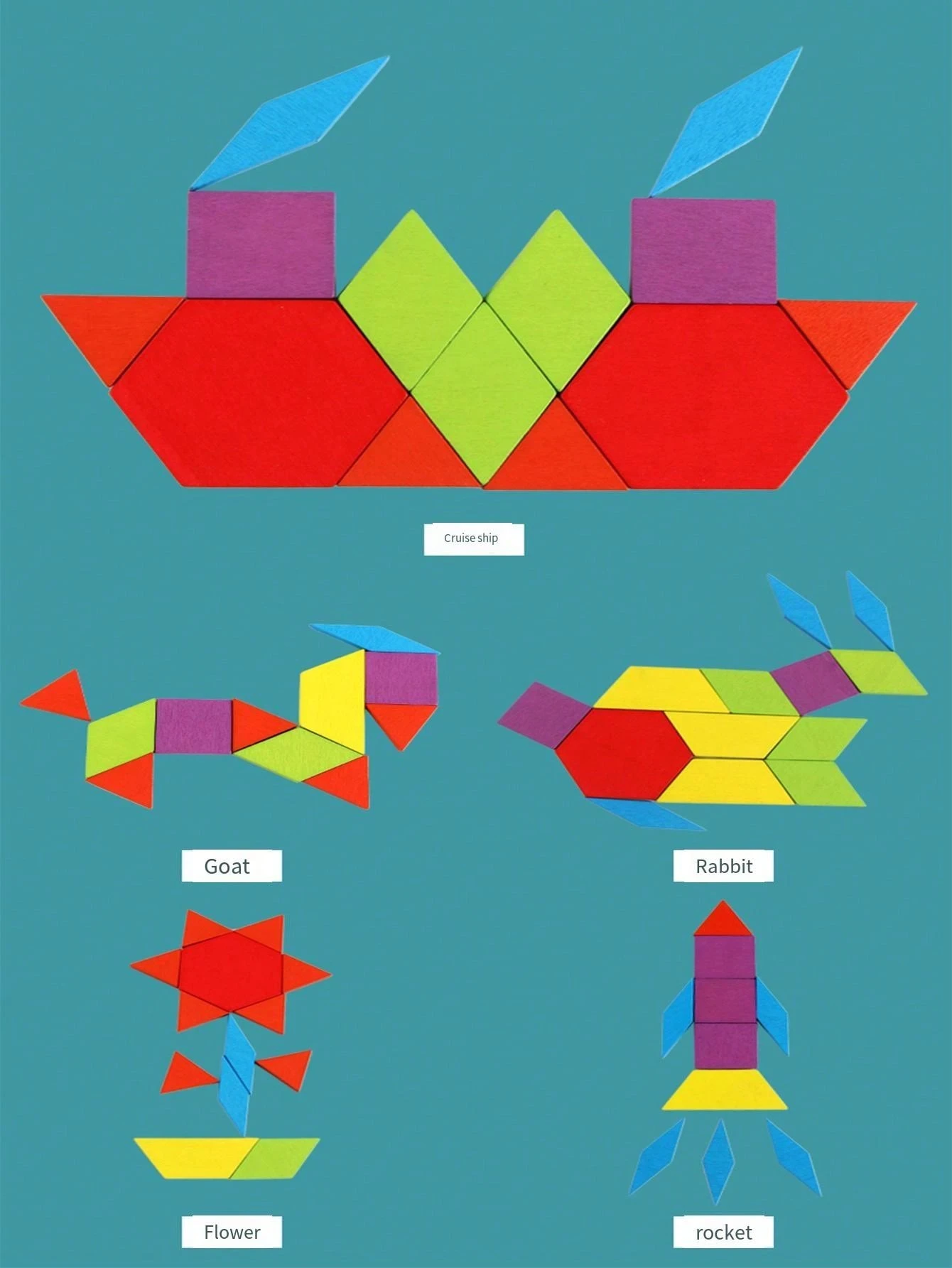 155pcs Kids Early Learning Wooden Geometric Shape Puzzle Board ...