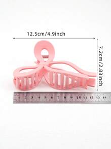 1个塑料发爪夹，配13厘米粉色丝带蝴蝶结，适合女性日常佩戴，粉色配饰，情人节发夹，发卡，发夹，发抓夹，发爪夹，蝴蝶结配饰，学习用品，大学秋冬季女性发饰，度假装扮，女士情人节礼物 - 粉色 - 查看 4