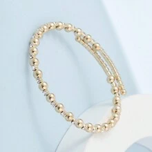 Pulsera Moldeada De Cobre De Una Sola Capa Para Niños Con Diamantes De Imitación, Regalo De Joyería De Estilo Simple - Amarillo Oro - Ver 3