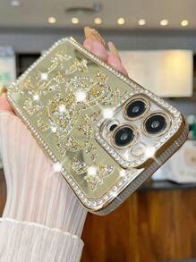 حقيبة هاتف iPhone بتصميم فراشة مجوهرة مفرغة لفصل الصيف قطعة واحدة