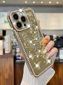 حقيبة هاتف iPhone بتصميم فراشة مجوهرة مفرغة لفصل الصيف قطعة واحدة