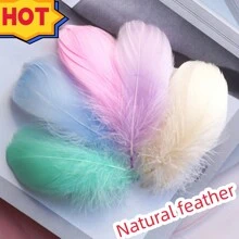 (10-100入組) Diy 通靈梦捕材料包,包括羽毛和彩色毛球,適用於禮盒填充裝飾 - 卡其色 - 查看 1