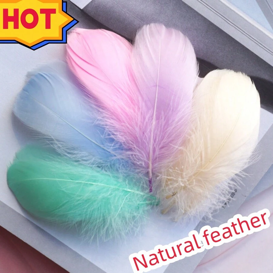 (10-100入組) Diy 通靈梦捕材料包,包括羽毛和彩色毛球,適用於禮盒填充裝飾 - 卡其色 - 查看 1