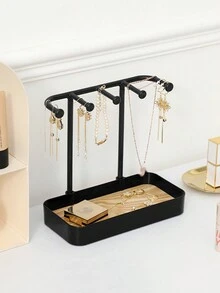 木質底座珠寶收納架,適用於耳環、項鍊、髮飾、手鍊、鑰匙圈和收納盒,適合存放珠寶配件