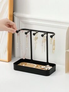 木質底座珠寶收納架,適用於耳環、項鍊、髮飾、手鍊、鑰匙圈和收納盒,適合存放珠寶配件