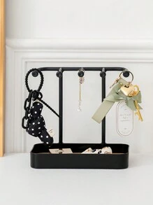 木質底座珠寶收納架,適用於耳環、項鍊、髮飾、手鍊、鑰匙圈和收納盒,適合存放珠寶配件