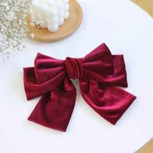 8入組/套大號絲絨層次感女孩髮夾黑色絲帶蝴蝶結法式髮飾(大號蝴蝶結風格)