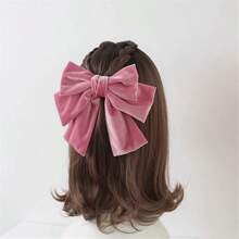 8入組/套大號絲絨層次感女孩髮夾黑色絲帶蝴蝶結法式髮飾(大號蝴蝶結風格)