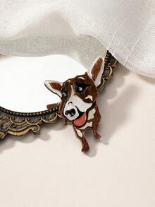 1pc Fashionable Acrylic Material Dog Shaped Brooch - Brown - View 4