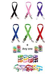 寵物可調節牽繩伴隨汽車安全帶和隨機項圈 - 彩色 - 查看 4