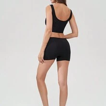 Lace Patchwork Safety Shorts - Black - View 4